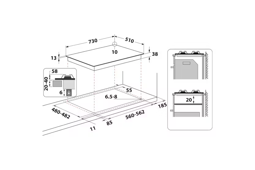 Hotpoint 75cm Gas Hob | PPH75GDFIXUK