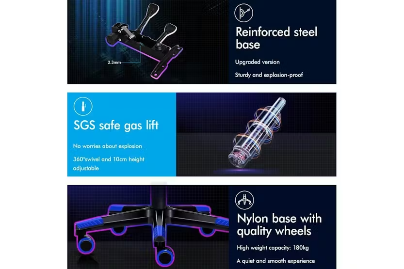 Alfordson Gaming Chair | High-back Faux Leather | Blue