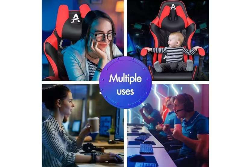 Alfordson Comfortable Gaming Office Chair | Faux Leather | Red