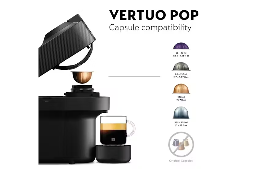Nespresso Vertuo Pop Coffee Machine Bundle by De'Longhi | ENV90.BAE | Black