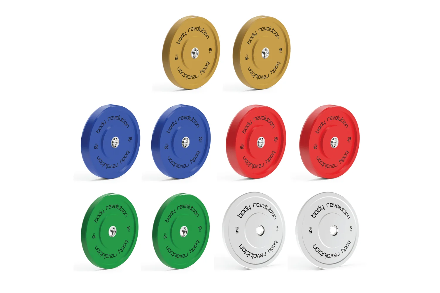 Body Revolution Olympic Bumper Plates Colour 150kg Set