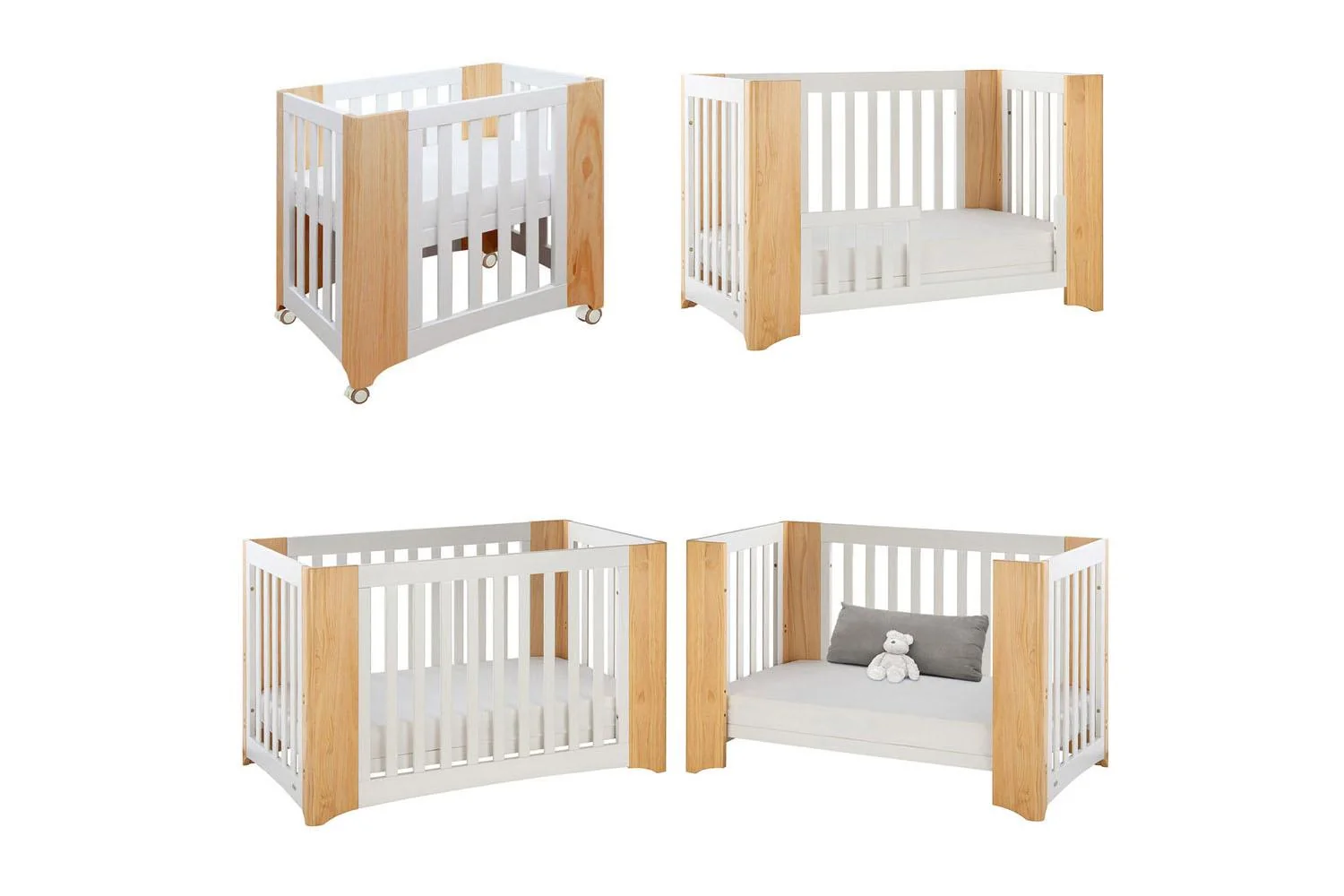Cocoon Evoluer 4 in 1 Crib, Cot Bed, Toddler Bed & Sofa | White & Natural