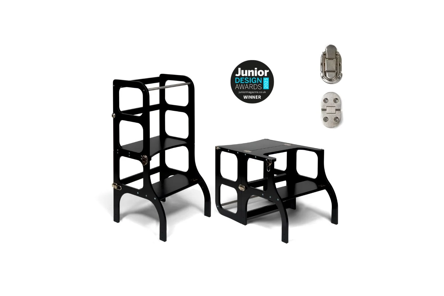 Ette Tete Helper Tower Stepnsit Black Silver Clasps Extra Support | Helper Tower | Baltic Birch Plywood