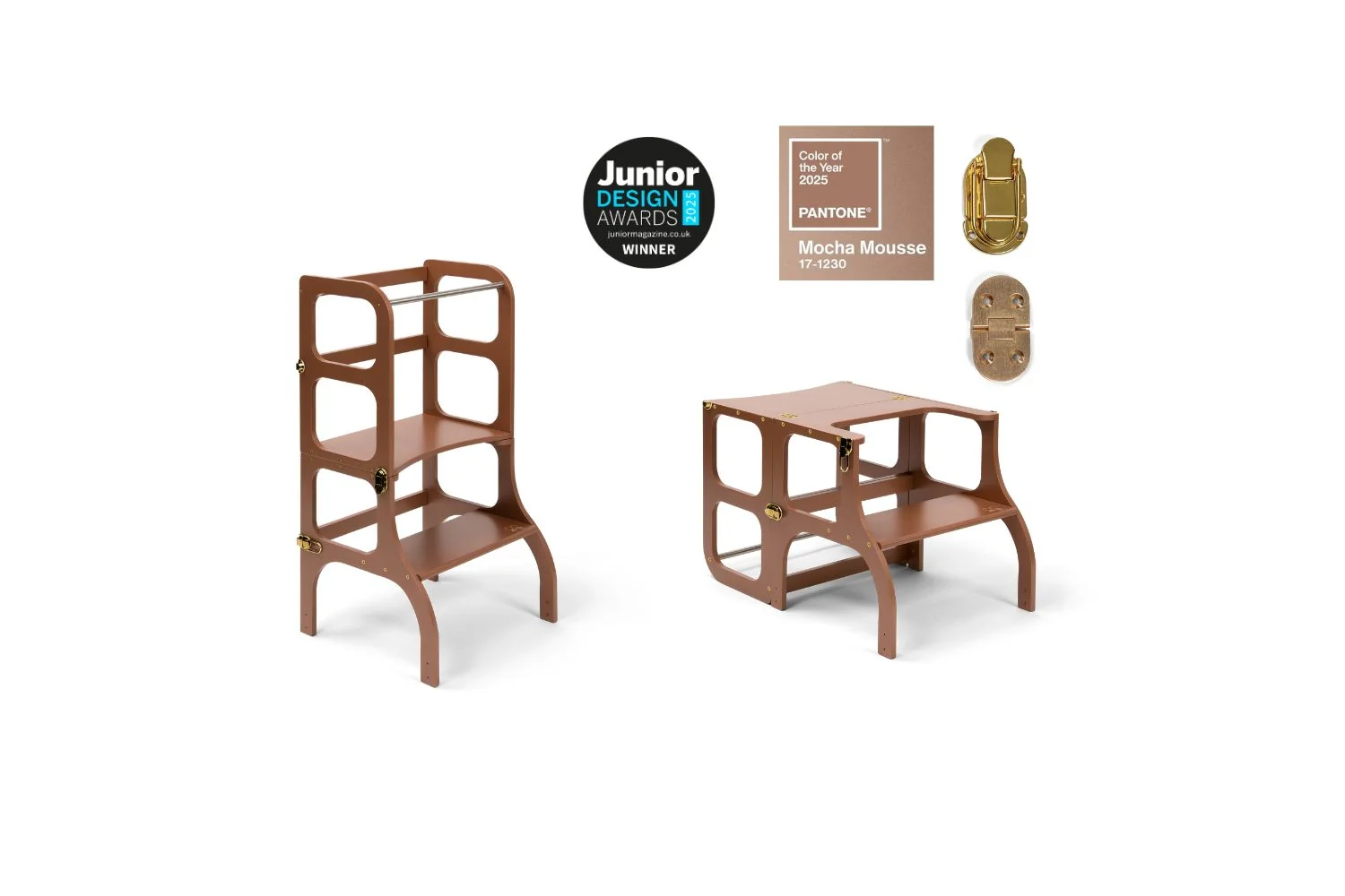 Ette Tete Helper Tower Stepnsit Mocha Mousse Gold Clasps Extra Support | Helper Tower | Baltic Birch Plywood