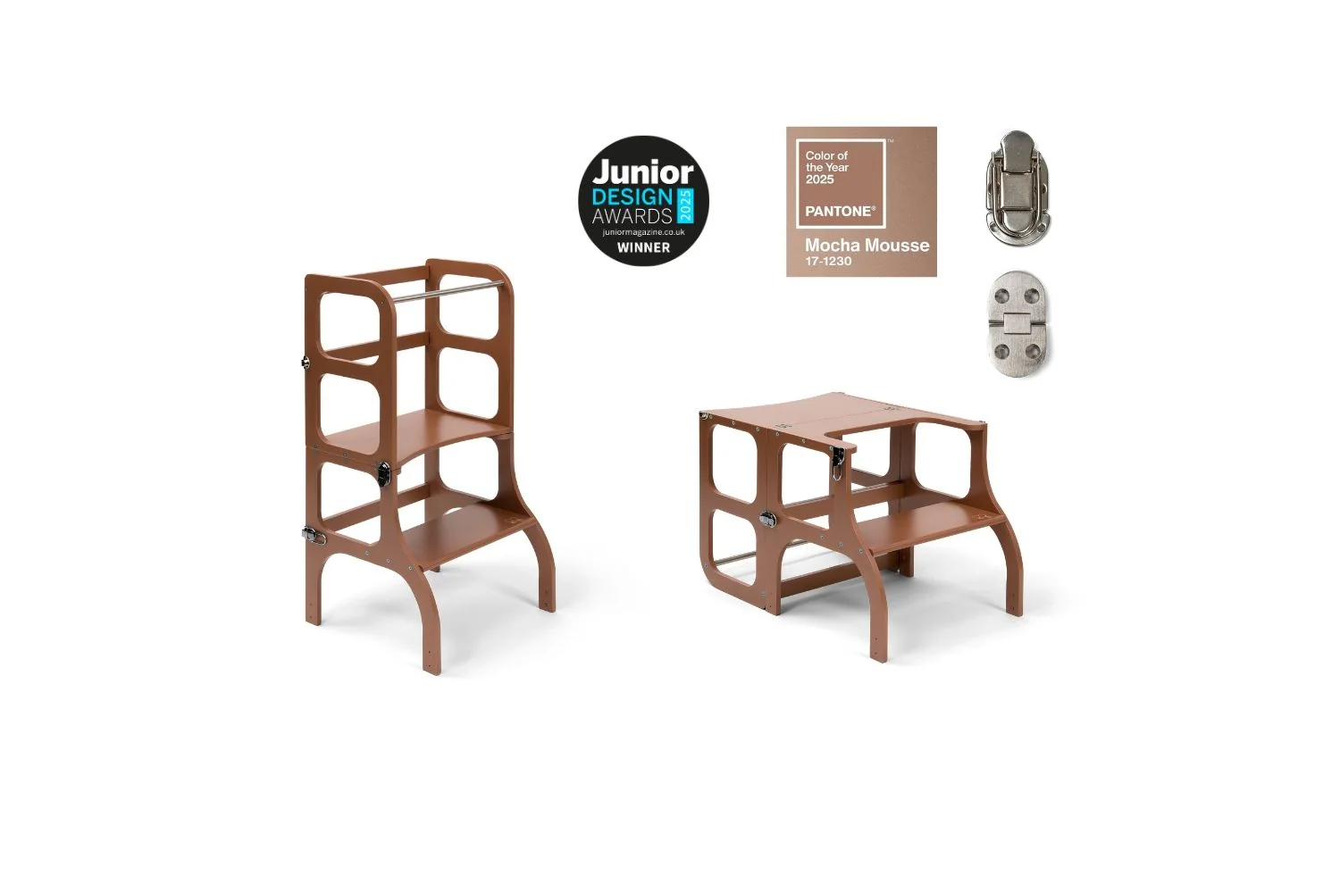 Ette Tete Helper Tower Stepnsit Mocha Mousse Silver Clasps Extra Support | Helper Tower | Baltic Birch Plywood