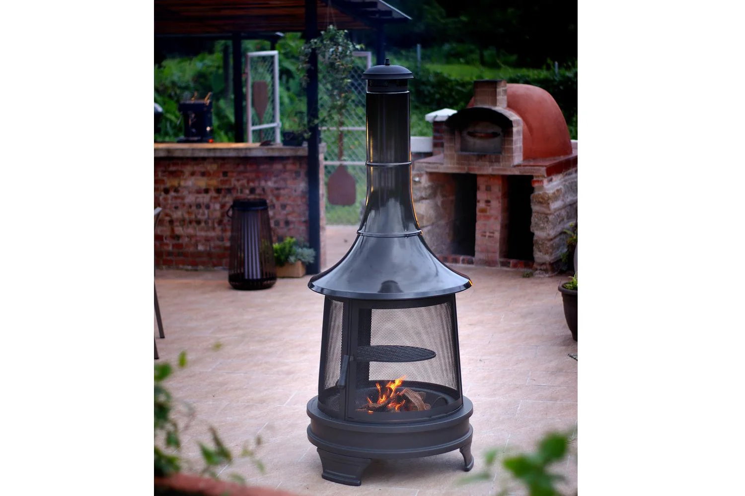 Haloo Alpine Outdoor Wood Burning Garden Fire Pit with Chiminea Fireplace