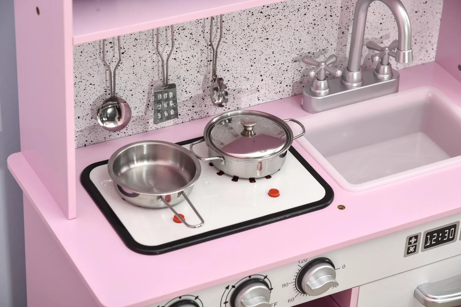 Homcom 350-136V80PK Kids Kitchen Playset | Pink
