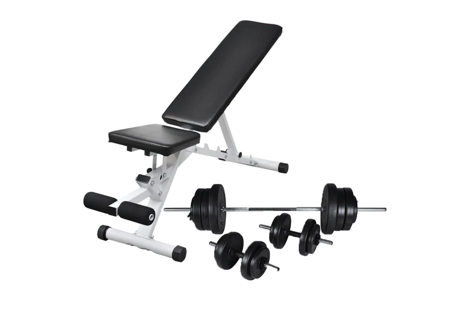 Vidaxl 275347 Workout Bench With Barbell And Dumbbell Set 60.5 Kg