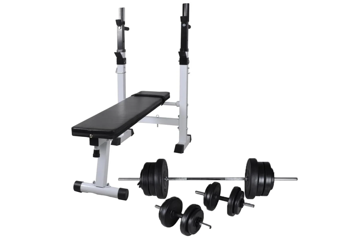 Vidaxl 275361 Workout Bench With Weight Rack, Barbell And Dumbbell Set 60.5kg