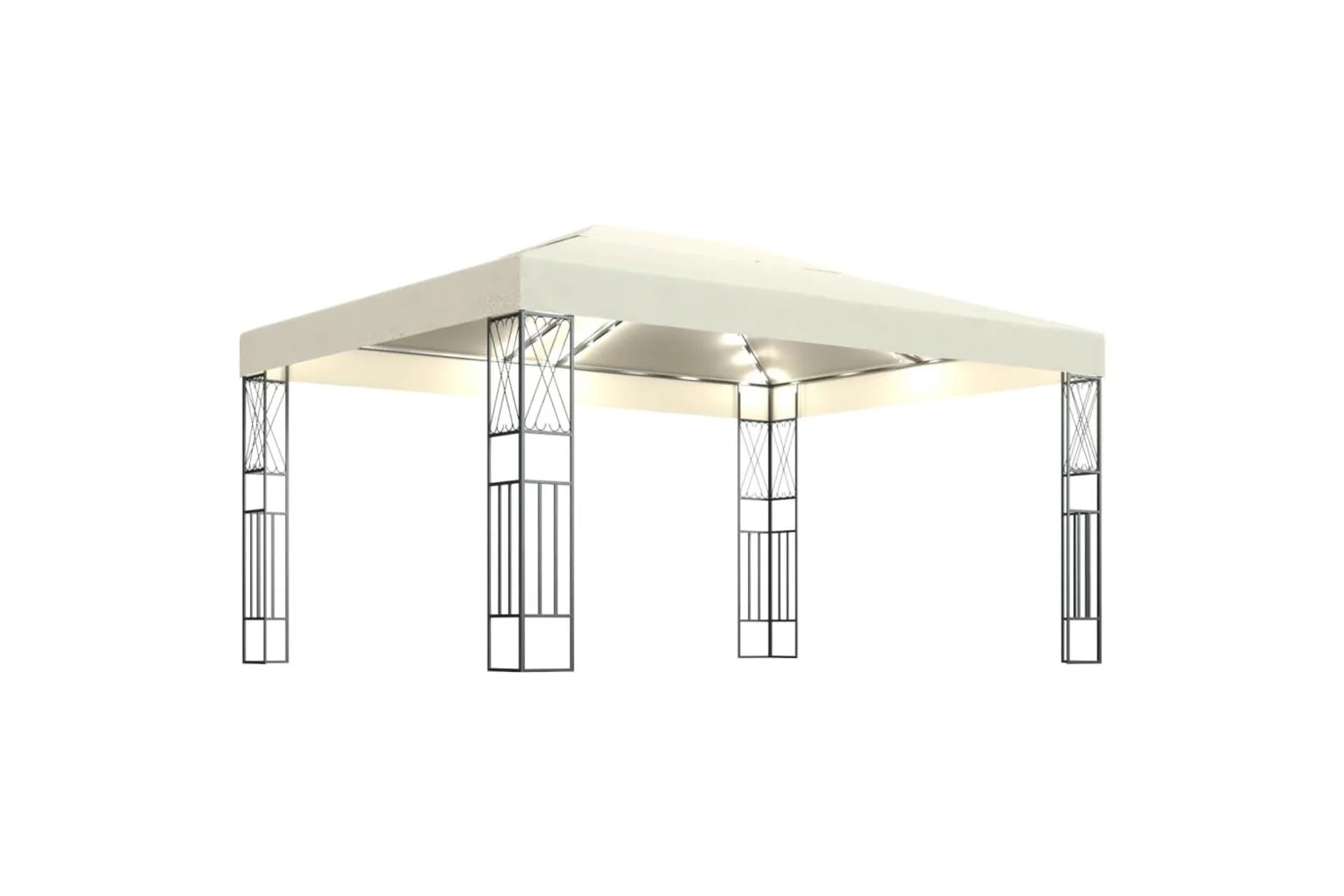 Vidaxl 3070328 Gazebo With Led String Lights 3x4 M Cream Fabric