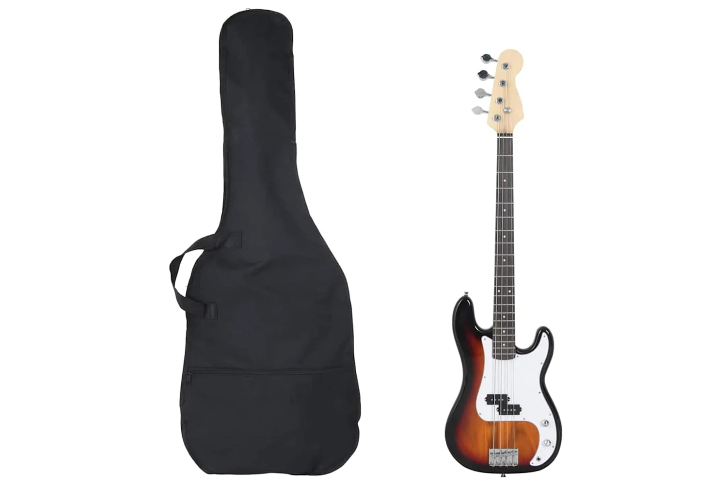 vidaXL 70184 Electric Bass Guitar For Beginner With Bag Brown And White 4/4 46"
