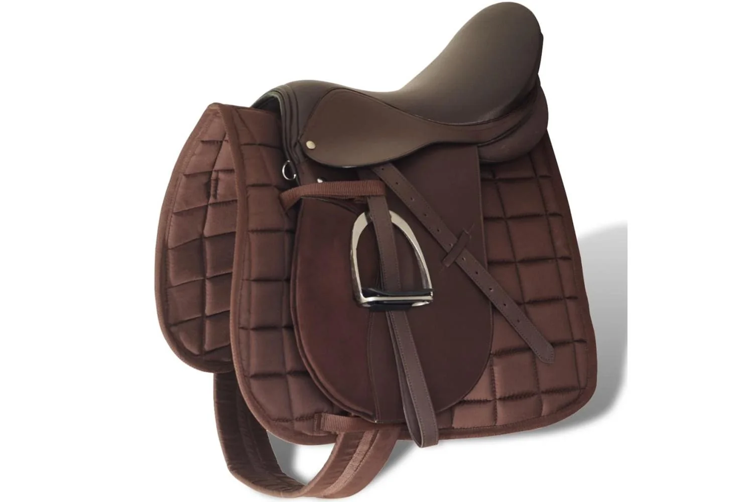 vidaXL 90647 Horse Riding Saddle Set 17.5" Real Leather Brown 12cm 5-in-1