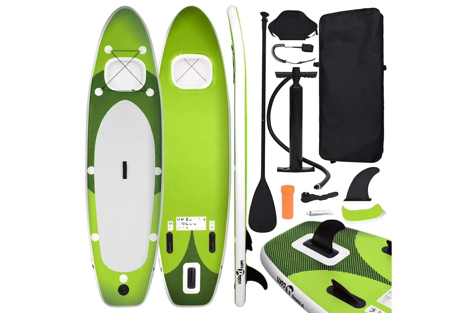 Vidaxl Inflatable Stand Up Paddle Board Set Green 360x81x10 Cm