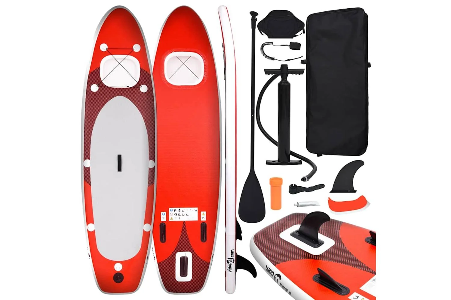 Vidaxl Inflatable Stand Up Paddle Board Set Red 330x76x10 Cm