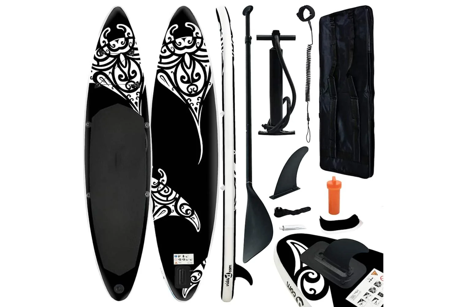 Vidaxl Inflatable Stand Up Paddleboard Set 305x76x15 Cm Black